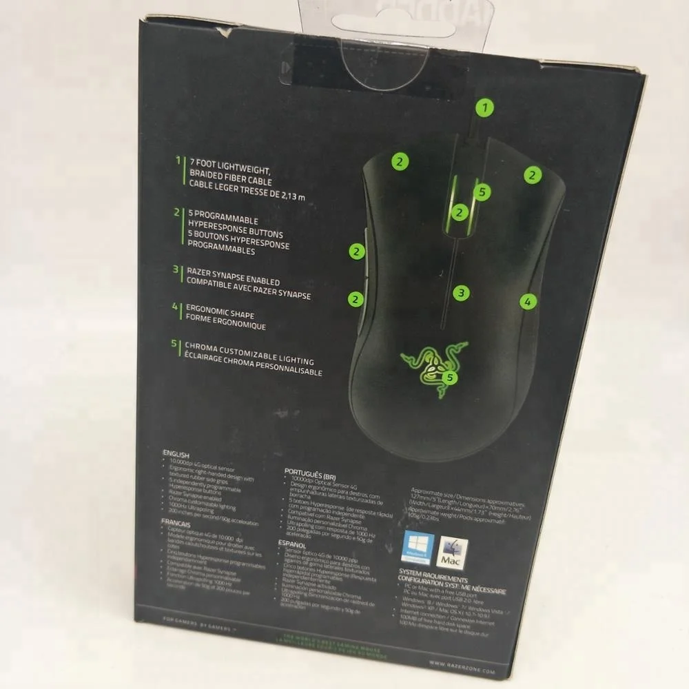 Razer deathadder chroma gaming mouse 10000 dpi sensor