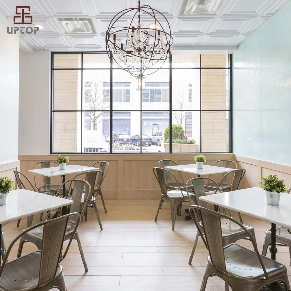 (SP-CS126) Modern interior restaurant design metal furniture dining cafe restaurant table and chairs furniture