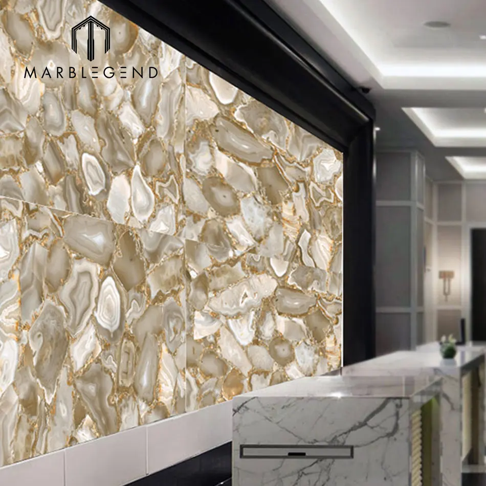 
Chinese Whosale Natural Gemstone Agate Wall Panel 