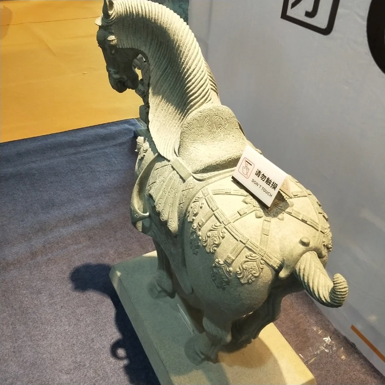 China Tang Dynasty Style Hand Carved Garden Outdoor Antique Granite Jade Stone Small Horse Statue Sculpture For Sale