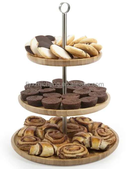 Totally Bamboo 3 Tier Serving Tray for Cake Appetizer Dessert Buffet Display Stand Table
