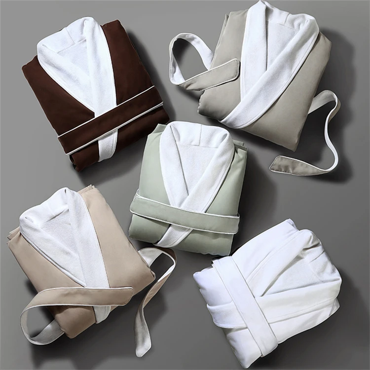 New Salon Kimono Robes Longue Kimono Bamboo Organic Luxury Night Gown Bathrobe With Belt