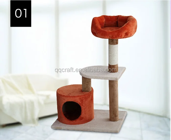 Wooden Cat Climbing Tree Furniture Banana Leaf Cat Tree