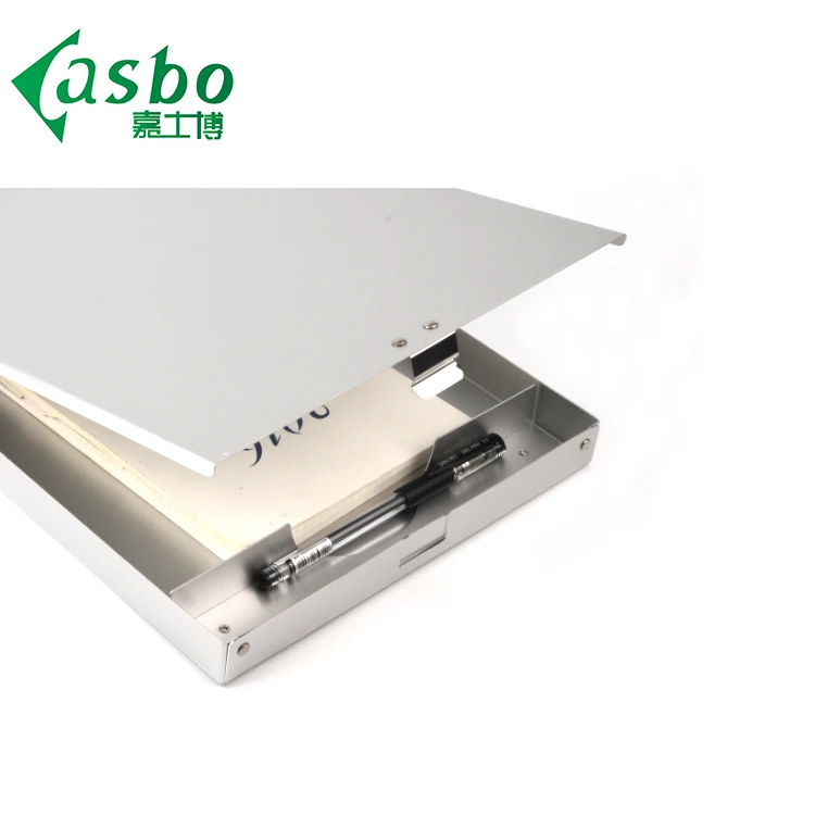 Small high quality customized logo sliver aluminum cheap storage clipboards