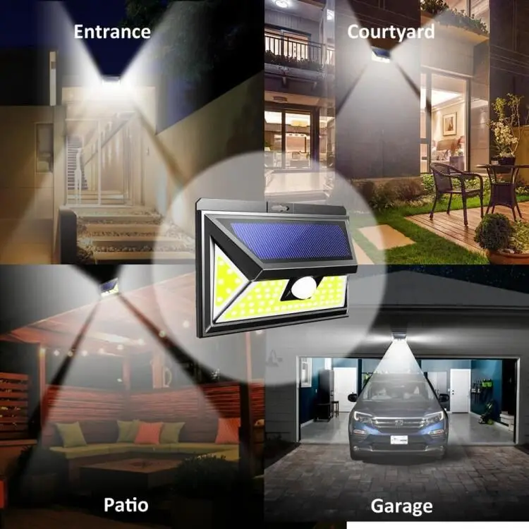 2018 New design 76LEDs garden waterproof COB solar sensor led lights home for outdoor