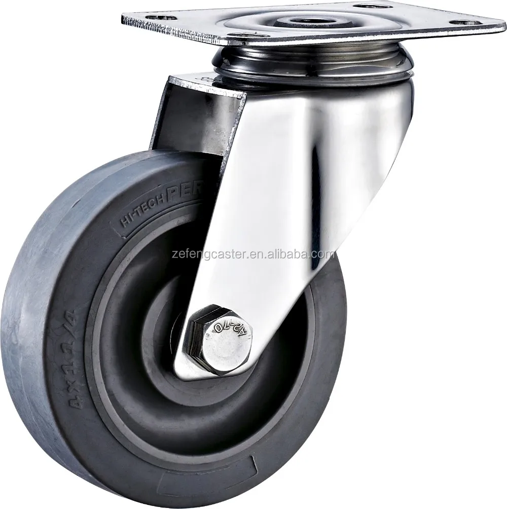 100mm Stainless Steel Thermoplastic Rubber Flat Tread Caster wheels