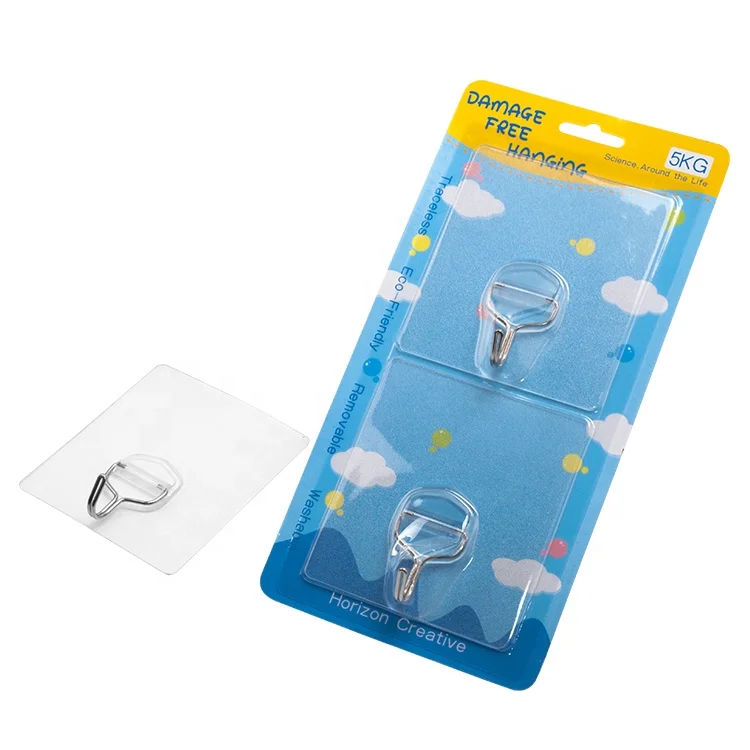 Transparent Reusable Seamless Wall Hooks Heavy Duty Self Adhesive Hooks