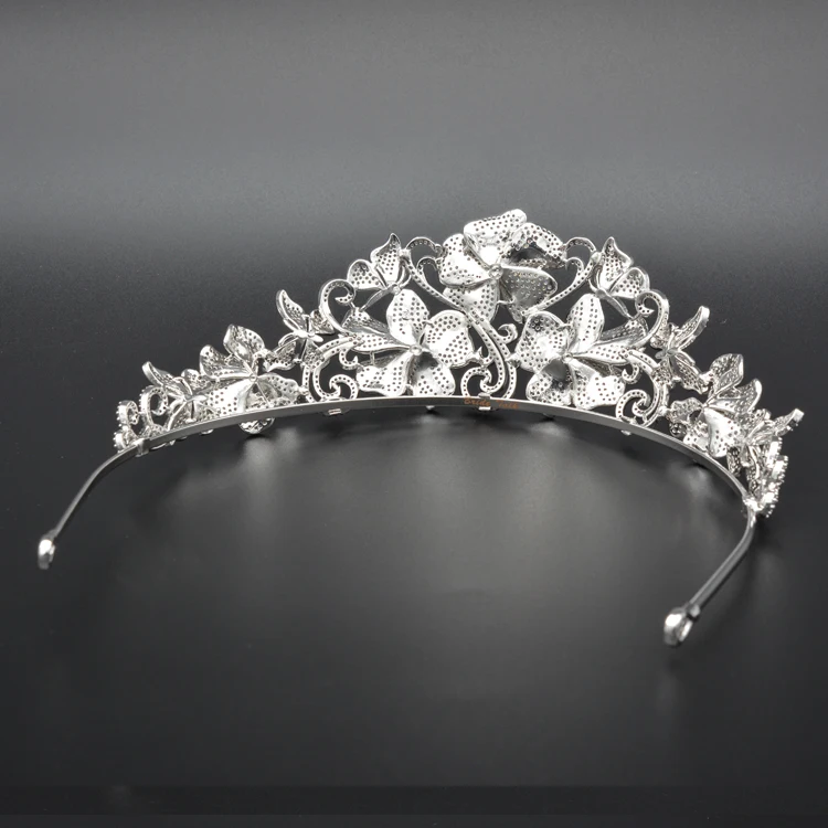 Китайская ювелирная фабрика, диадемы на заказ, корона, цветок, горный хрусталь, тиары для невесты