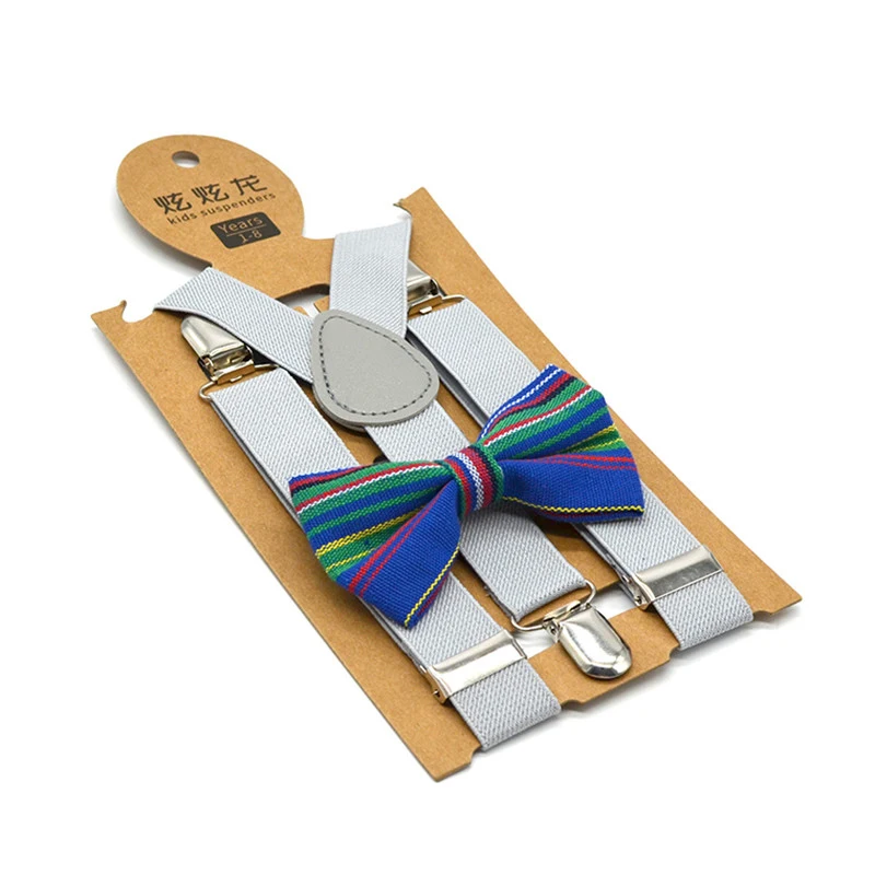 Рост 80-150 см; Детские брюки на подтяжках; Комплект с галстуком-бабочкой для мальчиков и девочек; Школьная детская одежда; Эластичный и удобный материал