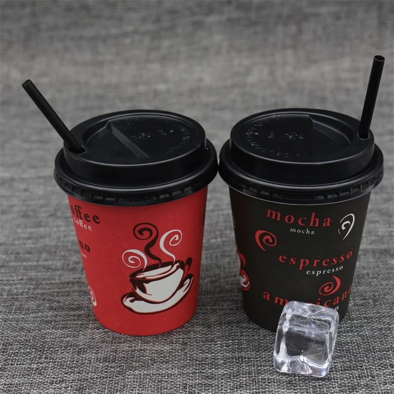 
High quality disposable coffee cups 8oz logo printed paper hot coffee cup with lid 