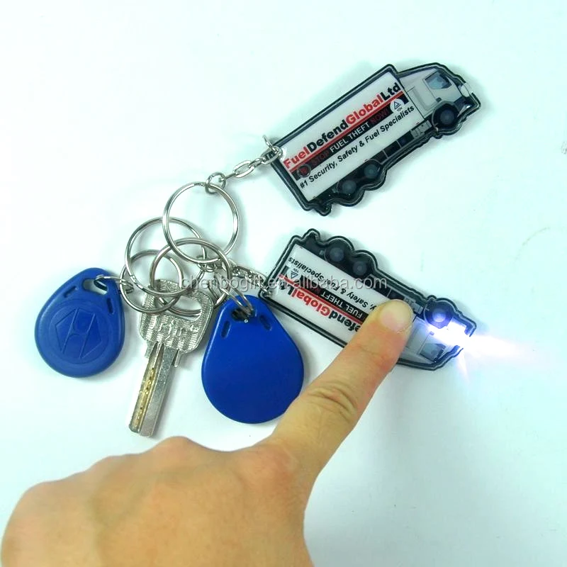 Hot sale bus shape Led key chain, flashlight led pvc key ring