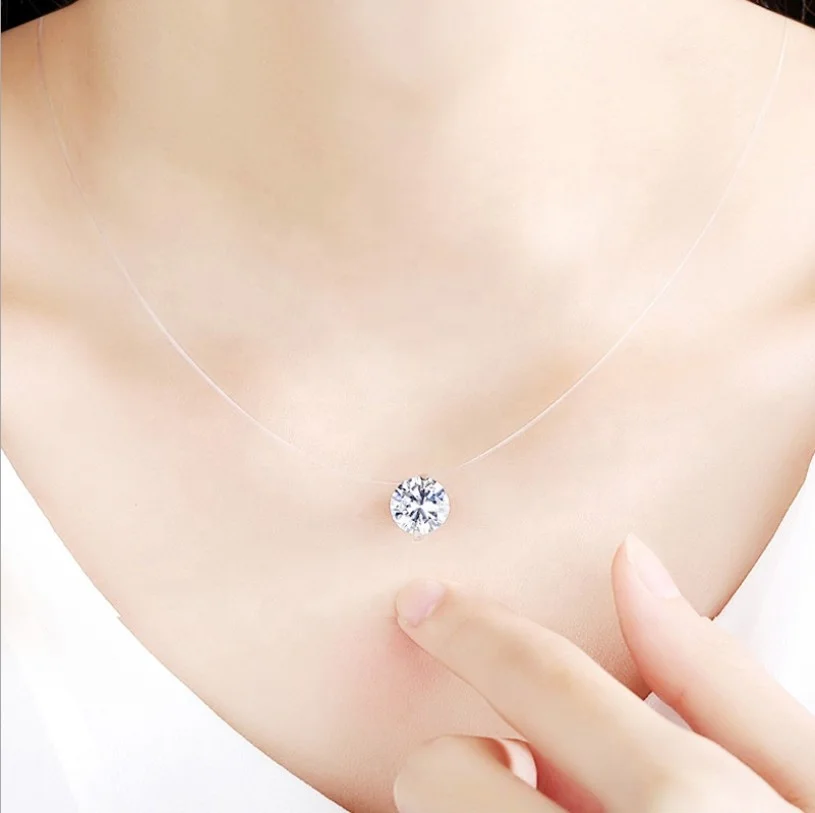 
China Factory Simple Zircon cz Stone Pendant Jewelry Black Cord Crystal Necklace 
