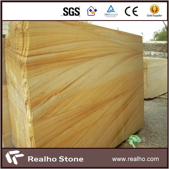 Popular India Yellow Teak Wooden Sandstone Slab