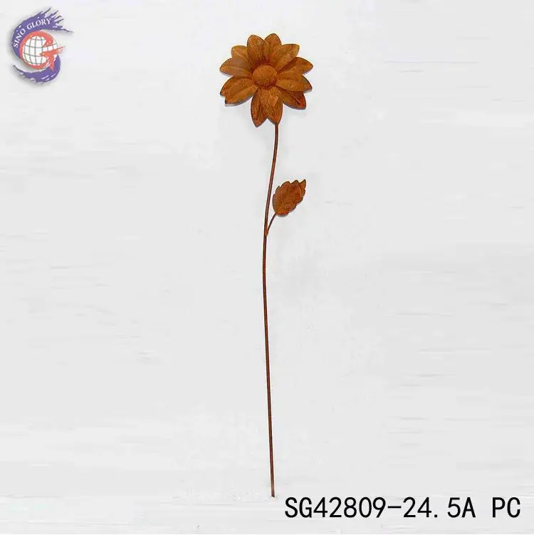 Wholesale Garden Rusty Metal Flowers and garden Decoration Ornaments Stakes Outdoor