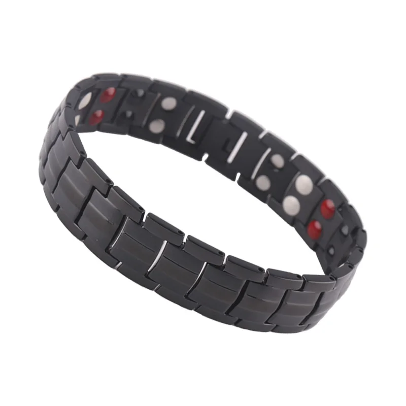 Black Plated Fashion Health Energy 316L Stainless Steel Magnetic Bio Bracelet