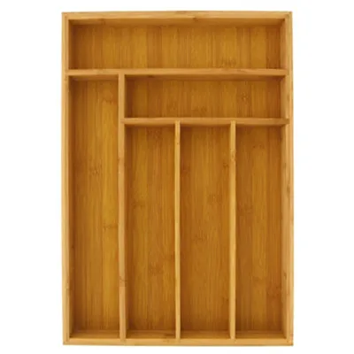 Large 6 Slot Kitchen Drawer Organizer With High Quality Bamboo Cutlery Drawer Organizer