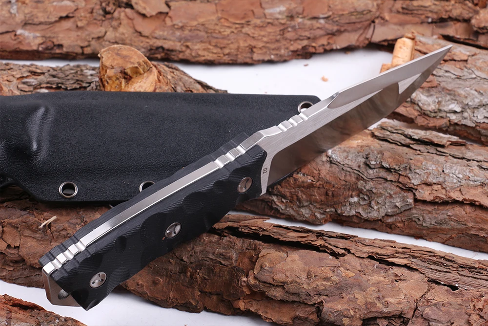 Высококачественный стальной нож D2 с фиксированным лезвием, охотничий нож для выживания с рукояткой G10 и оболочкой Kydex