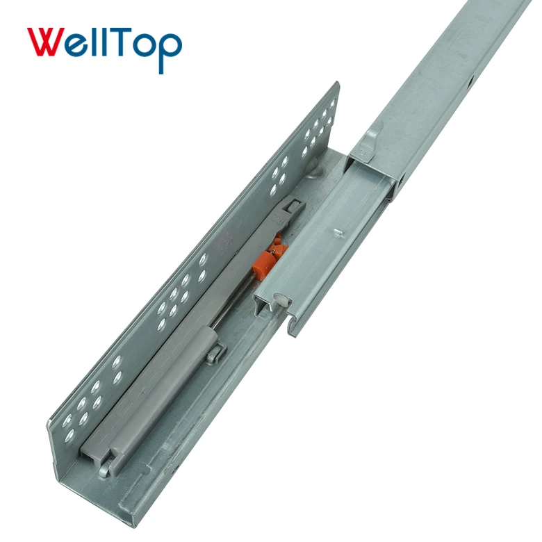 Furniture Hardware Undermount Concealed Drawer Rail Slide 15.009 Telescopic Push Open Metal