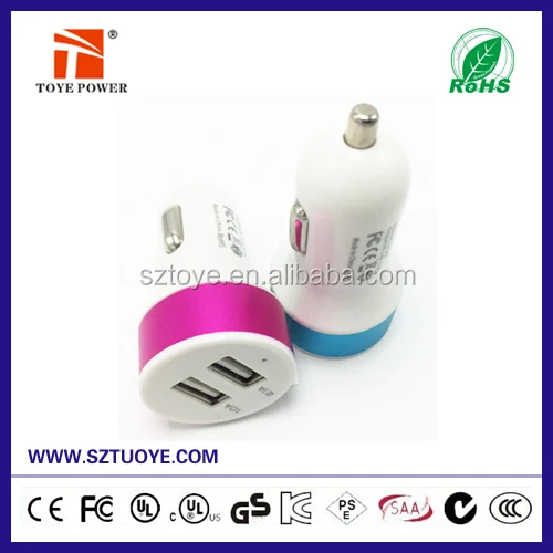 Promotional Custom Logo 2 Dual usb port 2.5A USB Car Charger