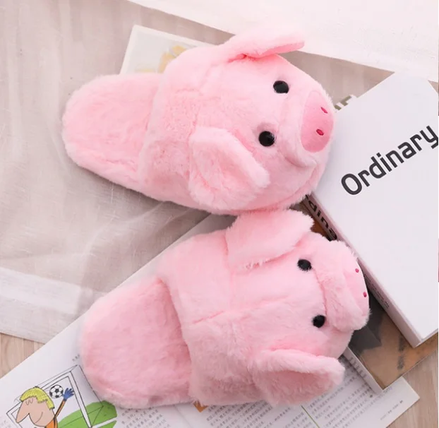 Lovely Pink Piggy for girls with 3D yellow star bedroom shoes indoor slippers