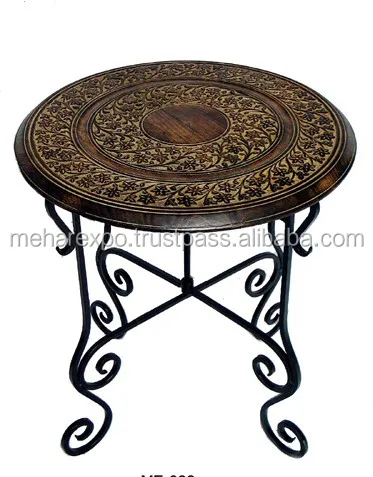 Деревянный кованый железный стол