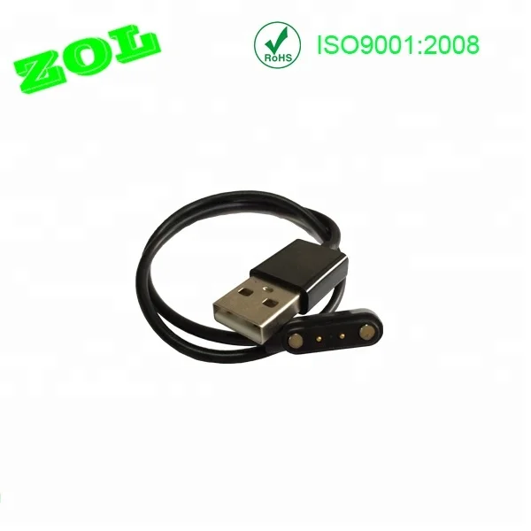 
2 pin magnetic male pogo pin connector with cable for smart device 
