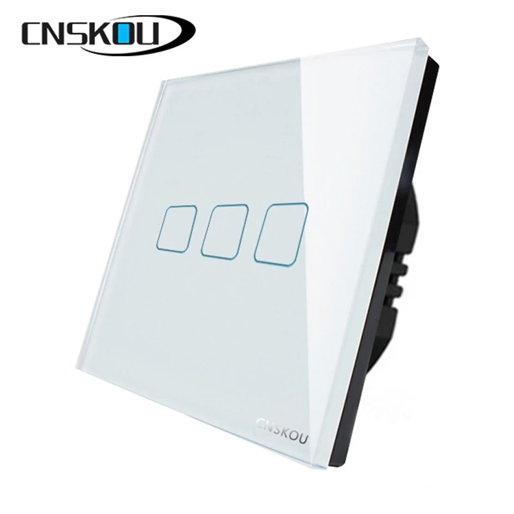 Cnskou EU 3gang 1way Luxury Glass Panel home automation touch switch