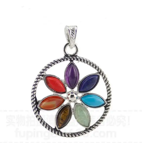 FPG001 Huilin jewelry 7 Chakra Cho Ku Rei Reiki Power Symbol Yoga Pendant Jewelry 3D Symbols Stone Charms Pendant wholesale