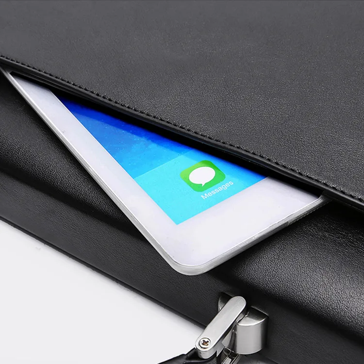 New Arrivals Custom Black Plain Nappa Real Leather Handbag for men Large Briefcase with Private Logo OEM&ODM Service China