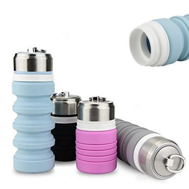 Hot Sale 500ml Insulated BPA-Free Silicone Collapsible Water Bottle Lid Thermal Sport Bag Travel Boiling Water Customizable Logo