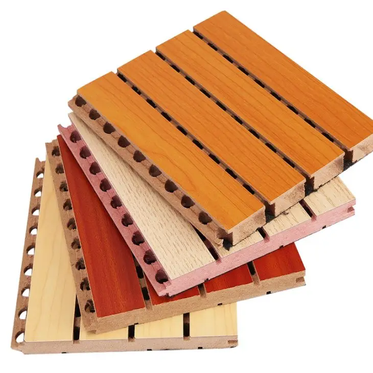 Wooden acoustic material for auditorium fireproof grooved wooden acoustic panel for church walls