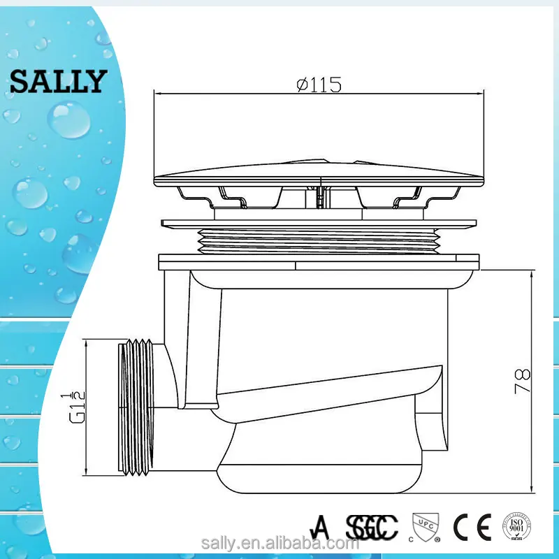 Hot sale chrome plated 90mm shower drain waste