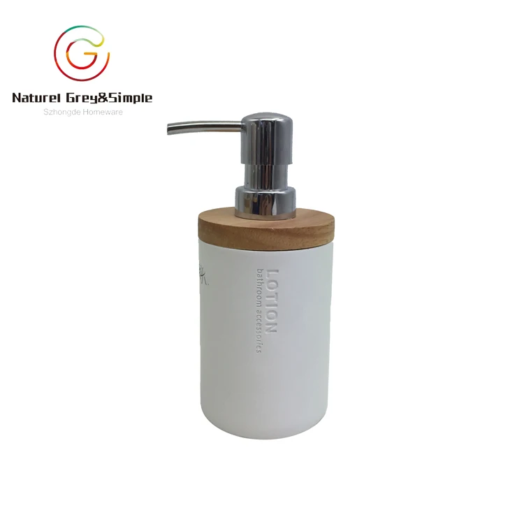 Polyresin Black Ceramic Look Tumbler Wooden Look Liquid Soap Dispenser