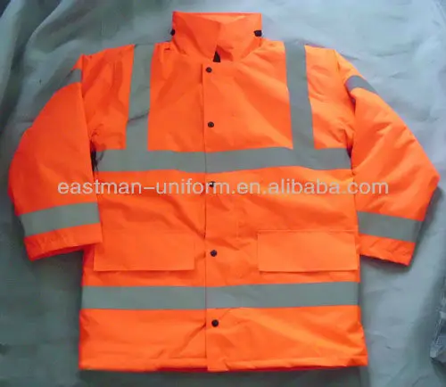 high vis safety traffic jacket/high visibility reflective mens winter workwear uniform/orange high vis work wear jacket