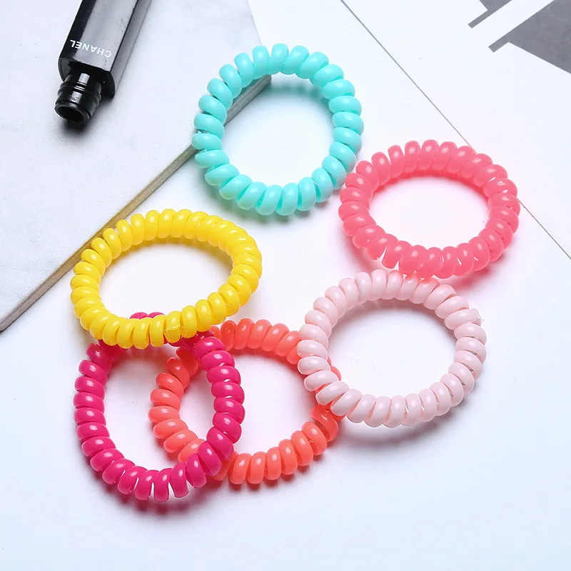 Bulk Wholesale Elastic Plastic Telephone Cord Hair Ties
