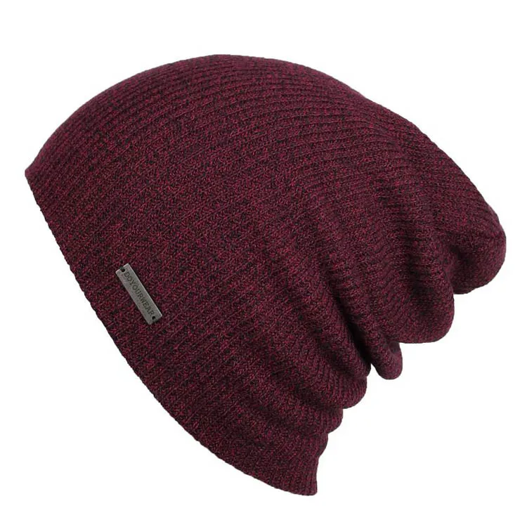 Light weight custom logo black slouch beanie for summer