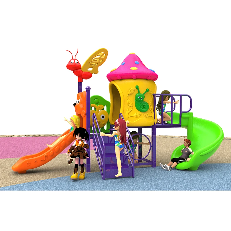 Kindergarten Mushroom theme Children Outdoor Plastic Slide Playground Equipment Kids Amusement Park Sets with Swing for sale