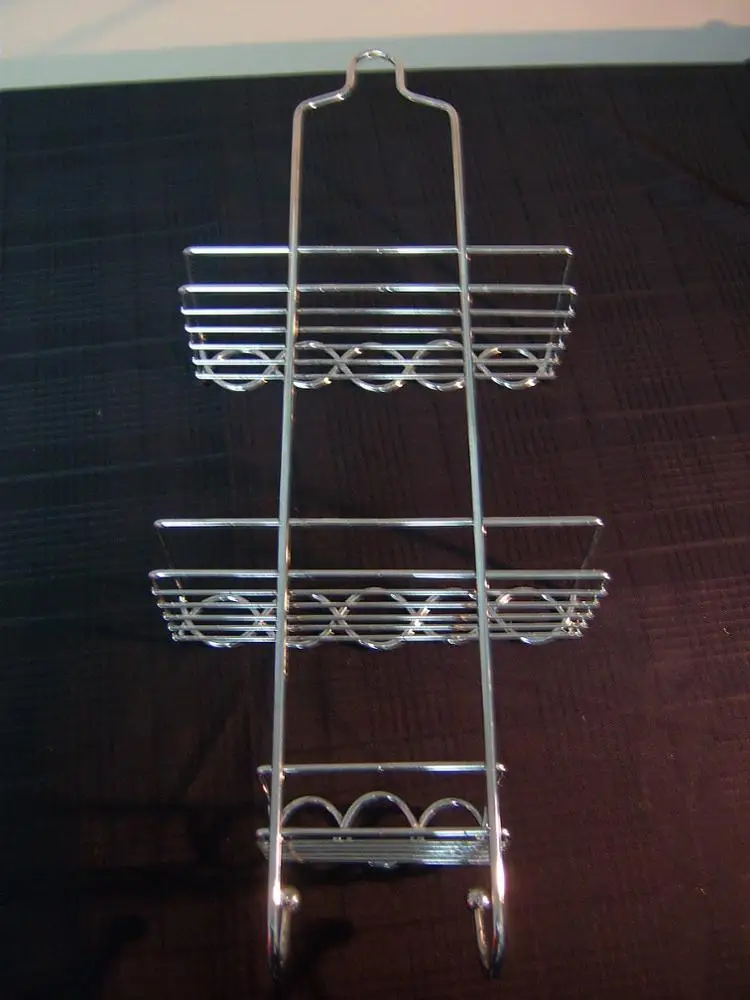 MOdern Shower Bathtub Caddy - Over The Showerhead Spacesaver - 2 Large Wired Shelves Toilet Storage Rack Bathroom