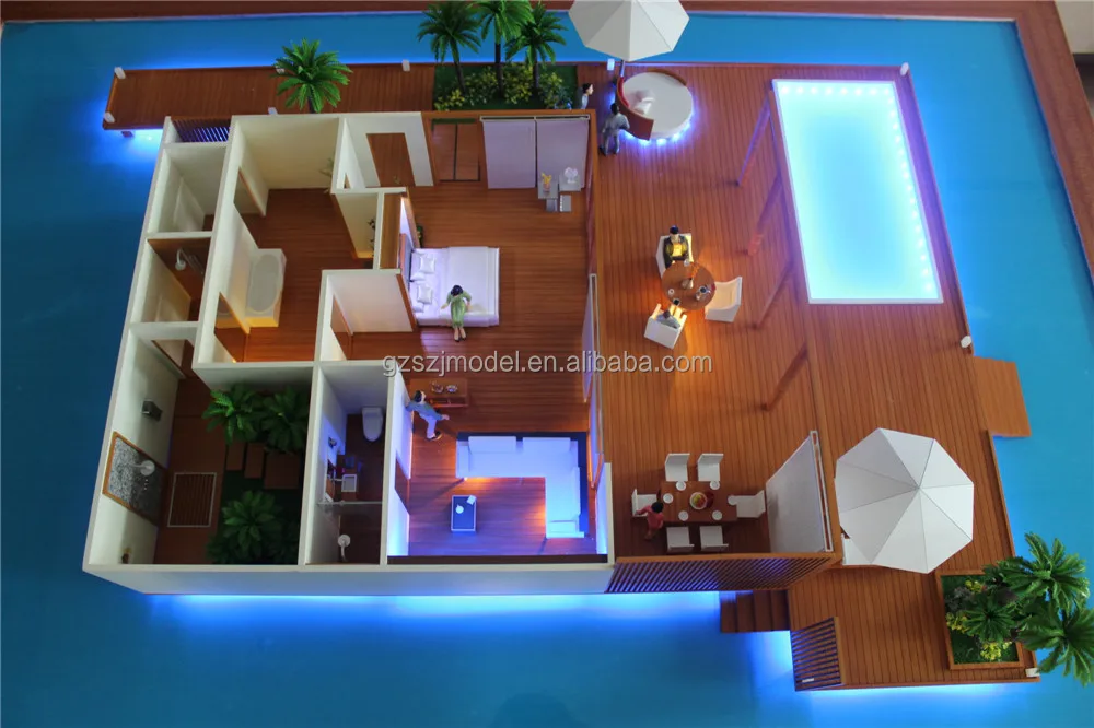 
Architecture design for beach villa model, ho model train model 