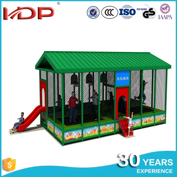 China Commercial Indoor Fitness Jump Trampoline Park With Slide and Roof