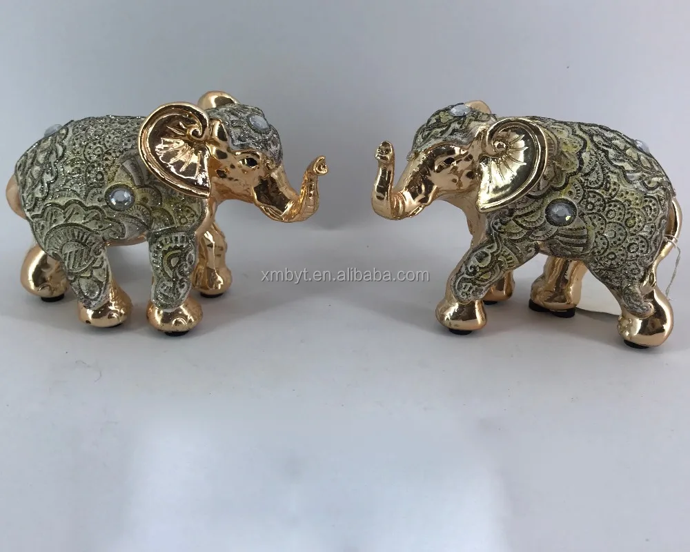 Wholesale Large Resin Elephant Statues Gold Indian Elephant Figurines For Decoration
