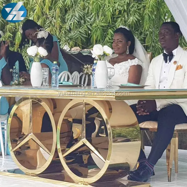 Свадебный обеденный стол из нержавеющей стали золотистого цвета с китайской фабрики