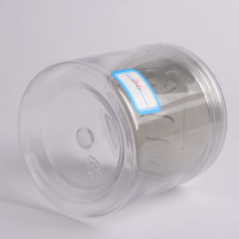 
Clear round plastic PET easy open can with clear lid for dried food 
