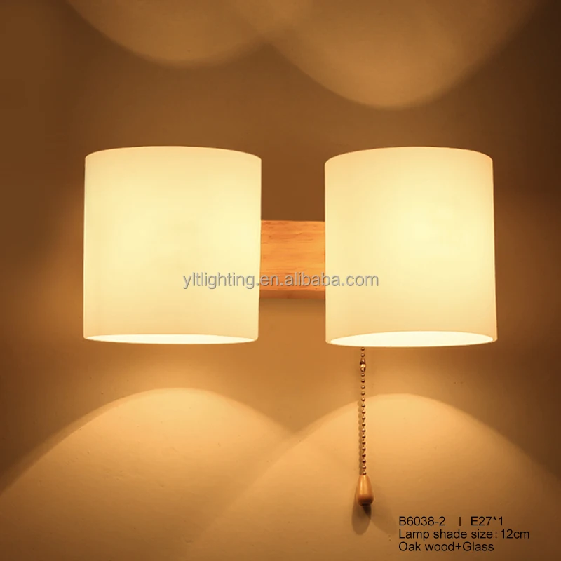 Simple Design Small Wall Lamp Modern Oak Wood and Glass Indoor Wall Light Home Living Room Wall Lamp Customizd Reading Lamp