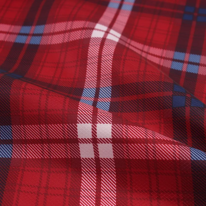 
290T 50D polyester diamond dobby jacquard taffeta fabric with check pattern print for lining 
