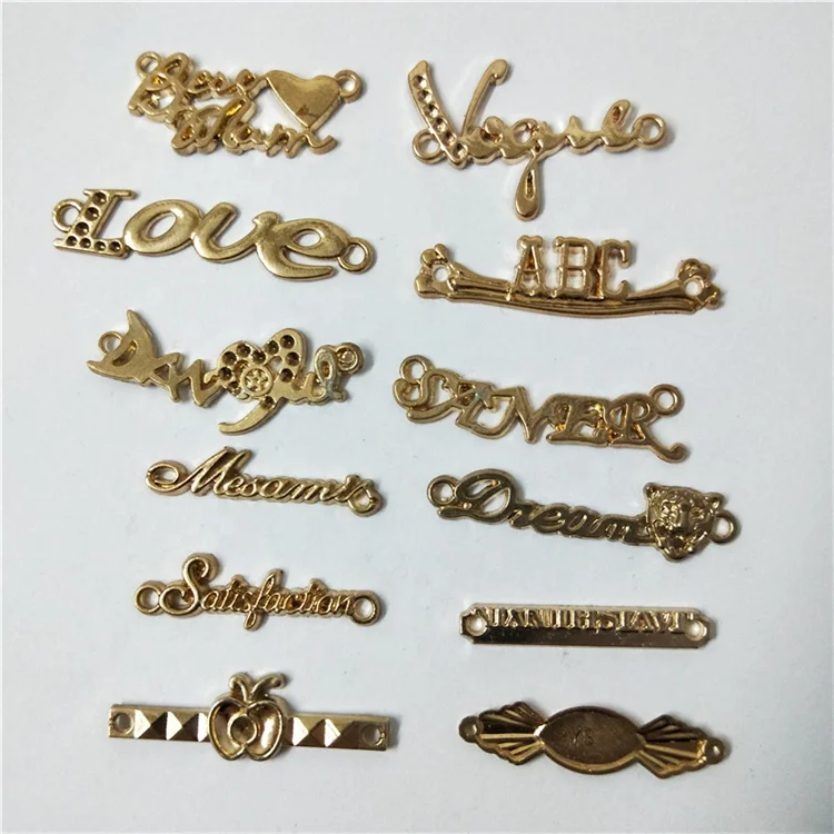 Rhinestone diamond metal label garment clothing english alphabet brand logo Letter badge trademark