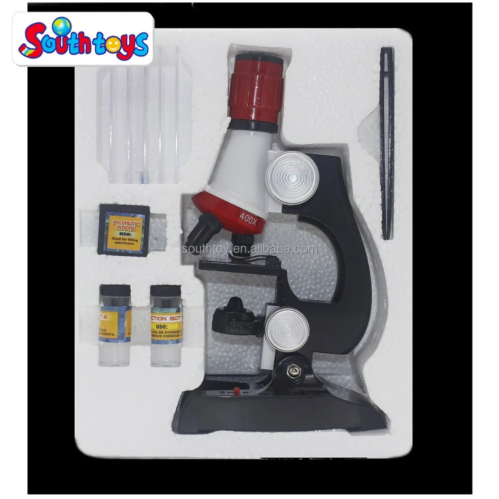 kids science education electric microscope beginner toys kit LED 100X, 400x, and 1200x magnification