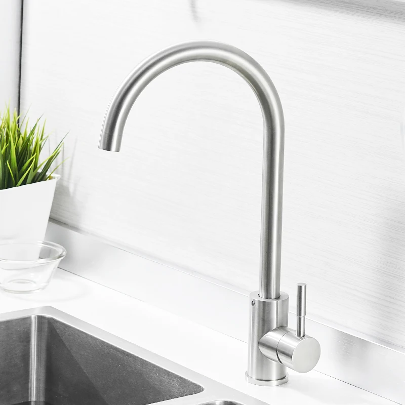 SUS 304 Water Taps Stainless Steel Kitchen Sink Tap Kitchen Faucet