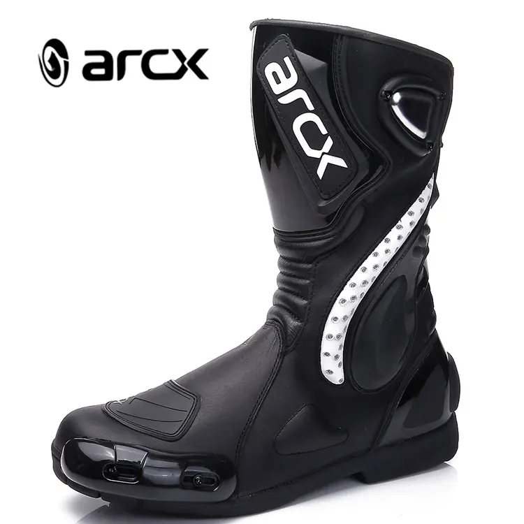 ARCX Men Leather Motorcycle Boots Professional Knee High Motorbike Racing Sports Shoes