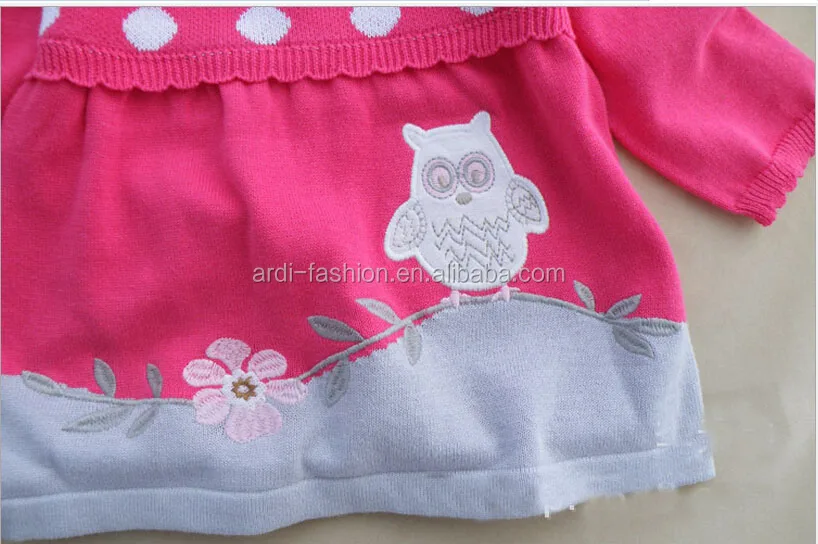 
loverly polka dots embroidered owl animal knitted sweater for baby girls 
